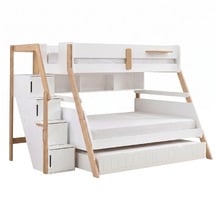 Ethan Single Over Double Bunk Bed with Shelves & Double Trundle